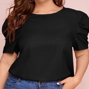 #41 - Unity Plus Keyhole Back Puff Sleeve Top